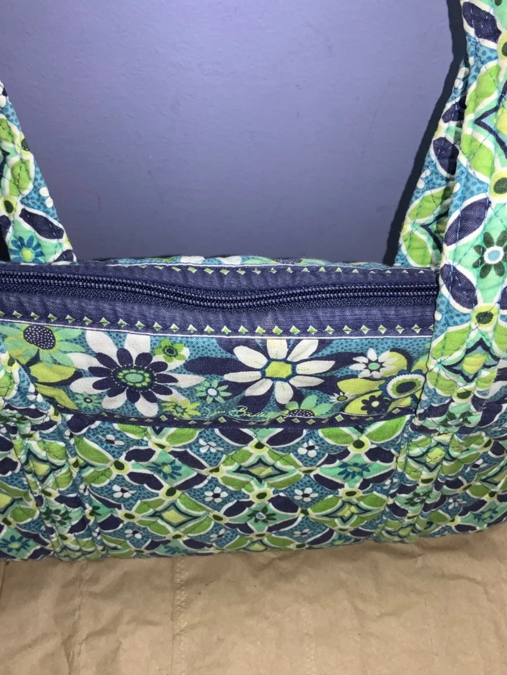 Vera Bradley quilted cotton tote bag Daisy Daisy pattern retired